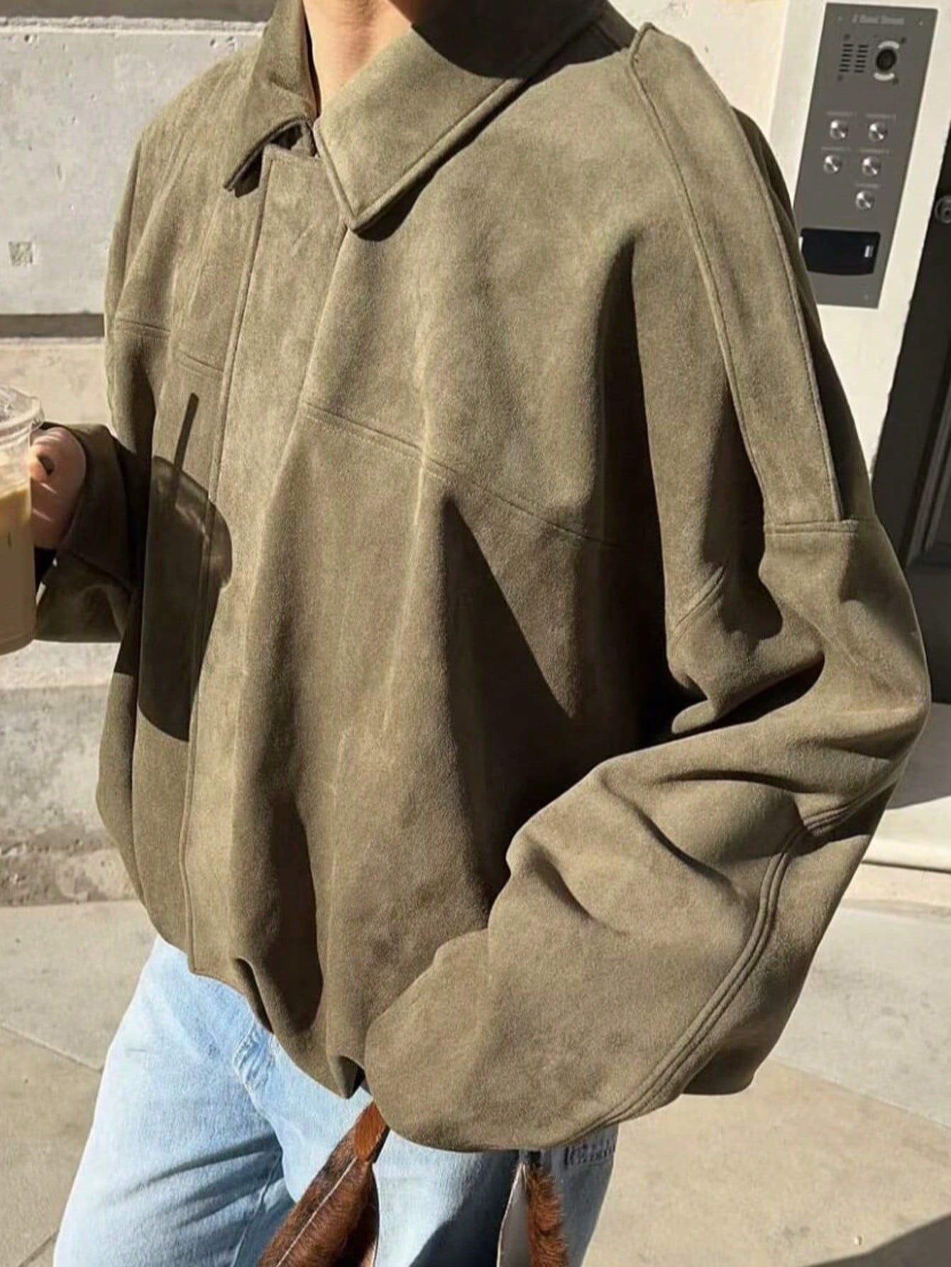 Oversized Cropped Black Bomber Jacket