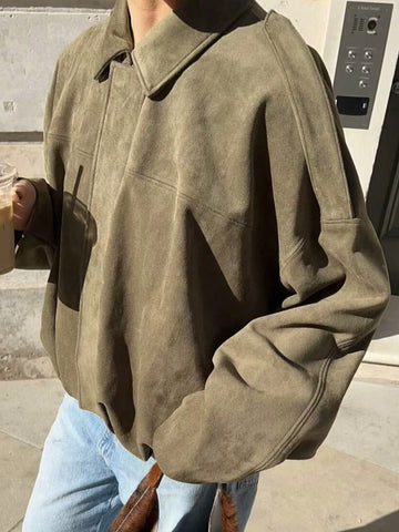 Oversized Cropped Black Bomber Jacket