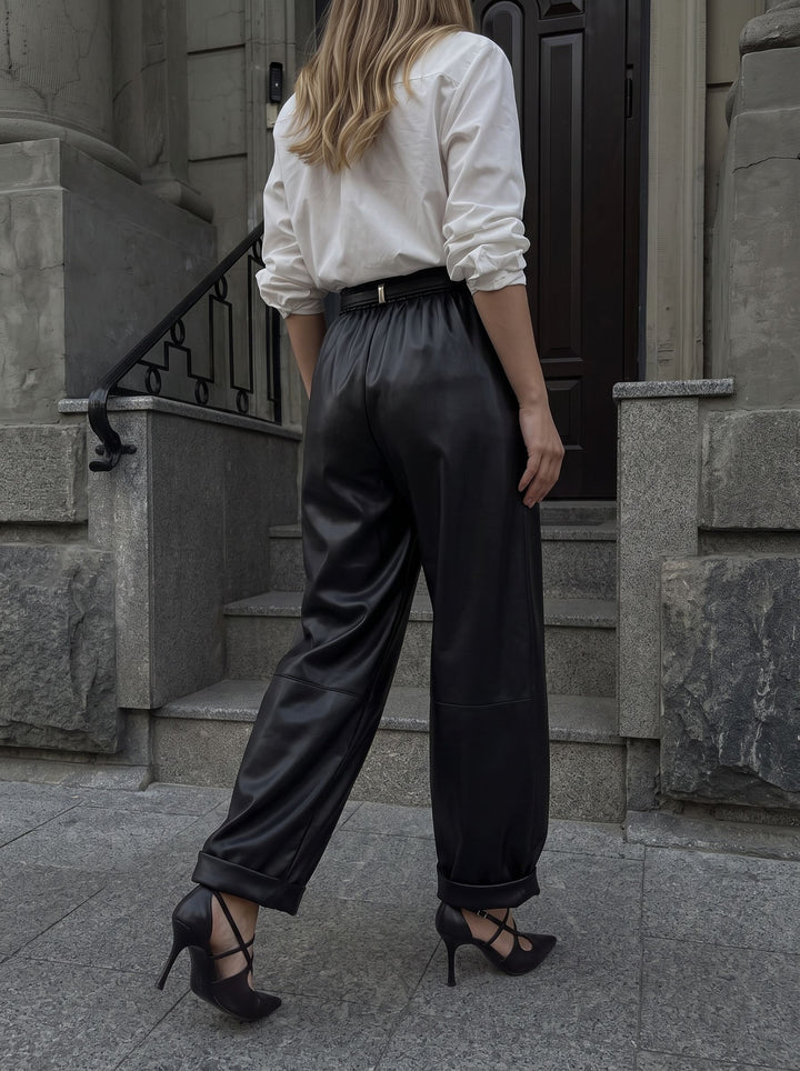 High Waisted Faux Leather Balloon Pants