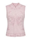 Embroidered Floral Button Up Knit Vest