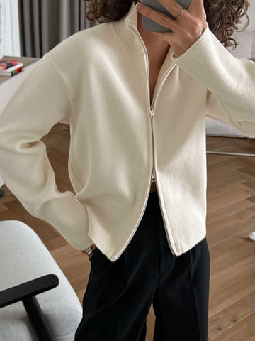 Red Slim Fit Zip Cardigan