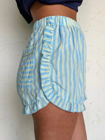 Comfy Ruffled Striped Lounge Shorts
