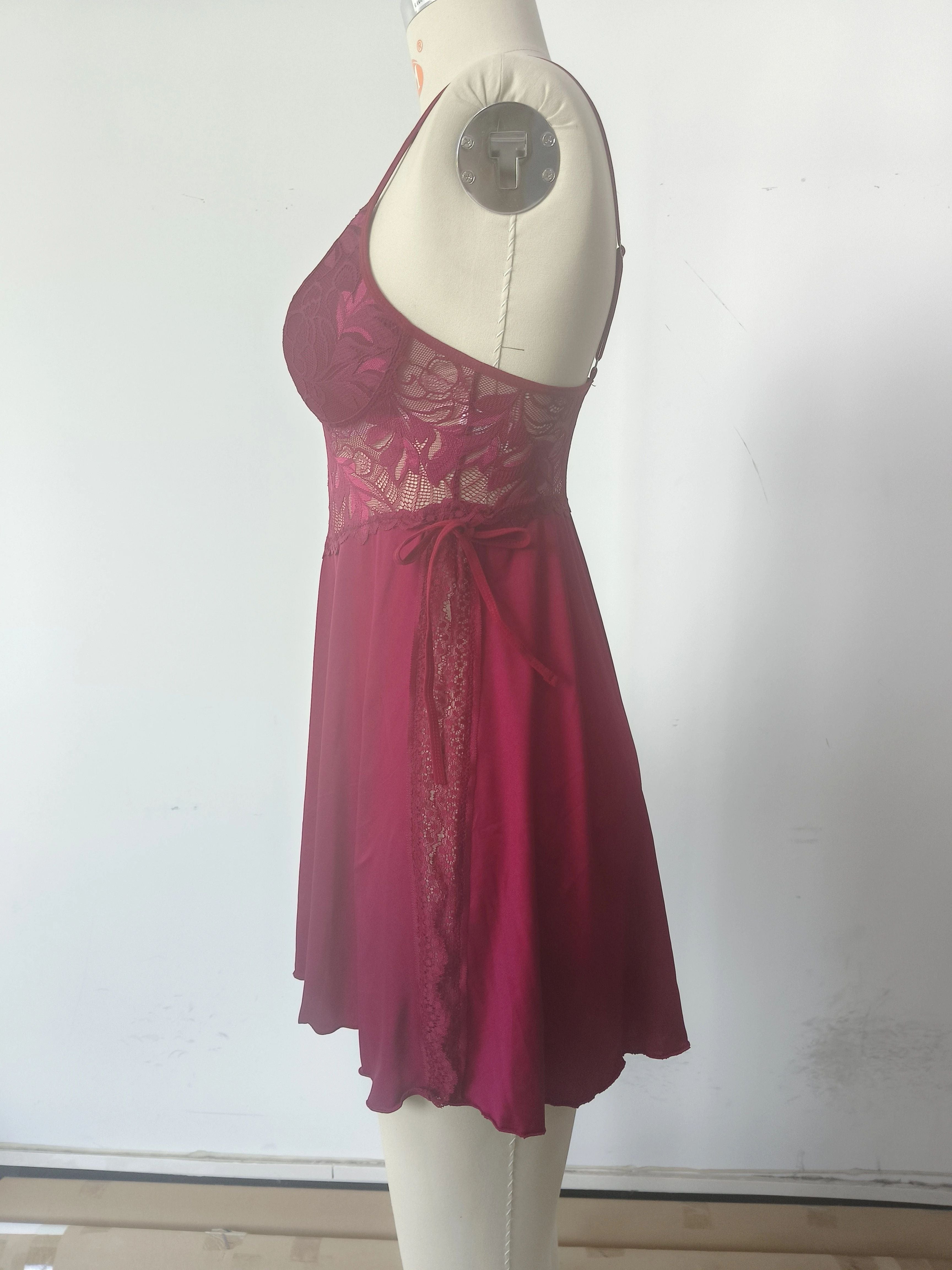 Lace Trimmed Side Slit Nightdress