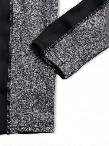 High-Waisted Colorblock Pocket Fitness Yoga Leggings-Black