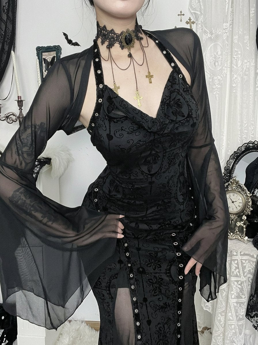 Sheer Bell Sleeve Gothic Bolero Jacket