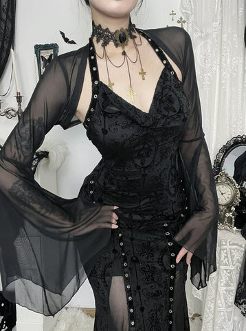 Sheer Bell Sleeve Gothic Bolero Jacket