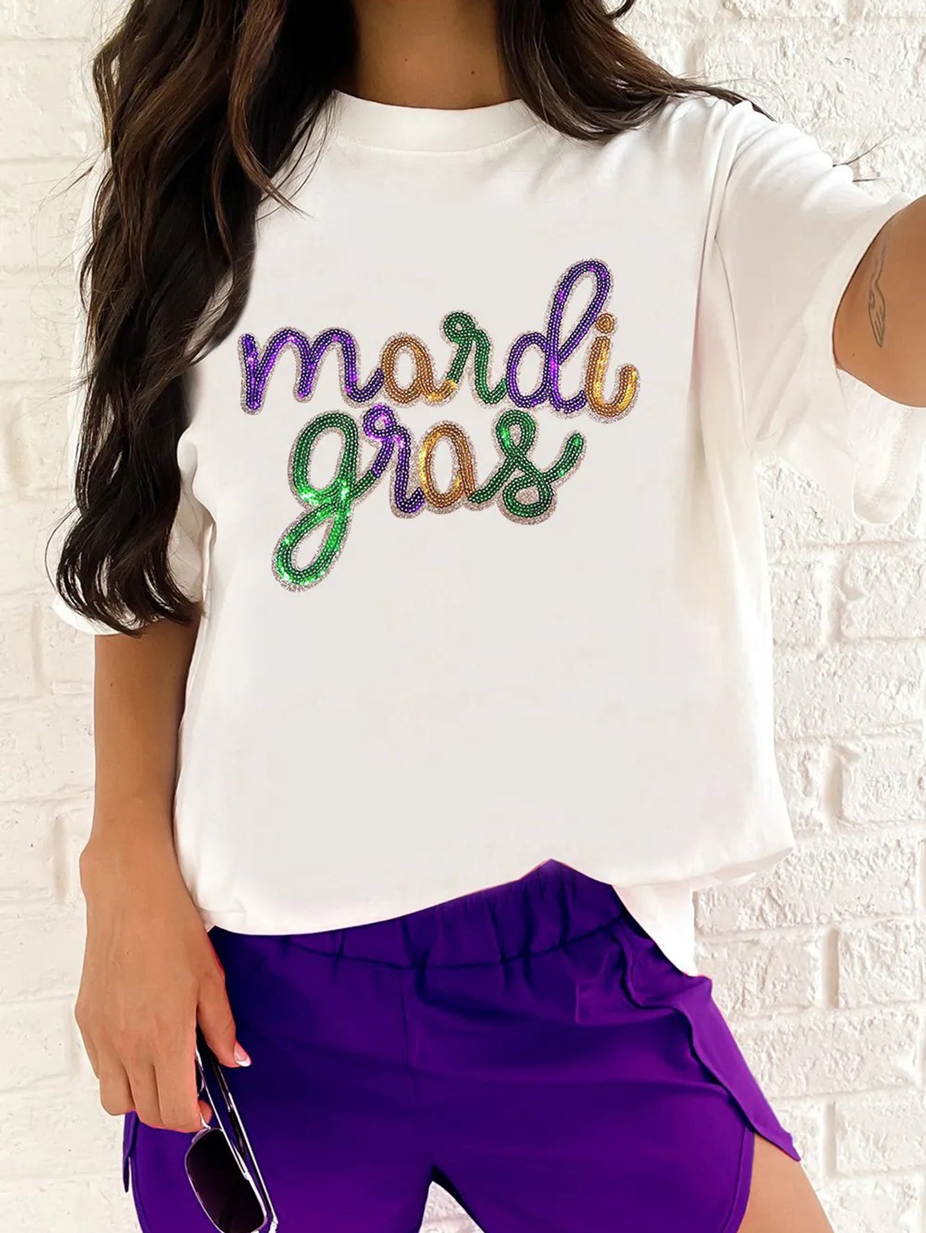 Cropped Sequined T-Shirt