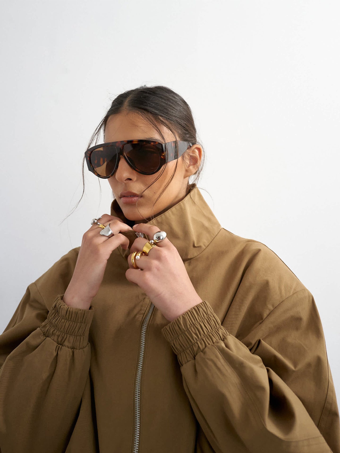 Oversized Peplum Hem Utility Zip Jacket