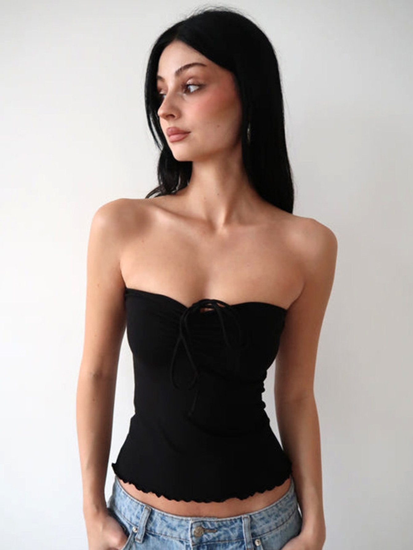Ruched Bow Detail Halter Tank Top