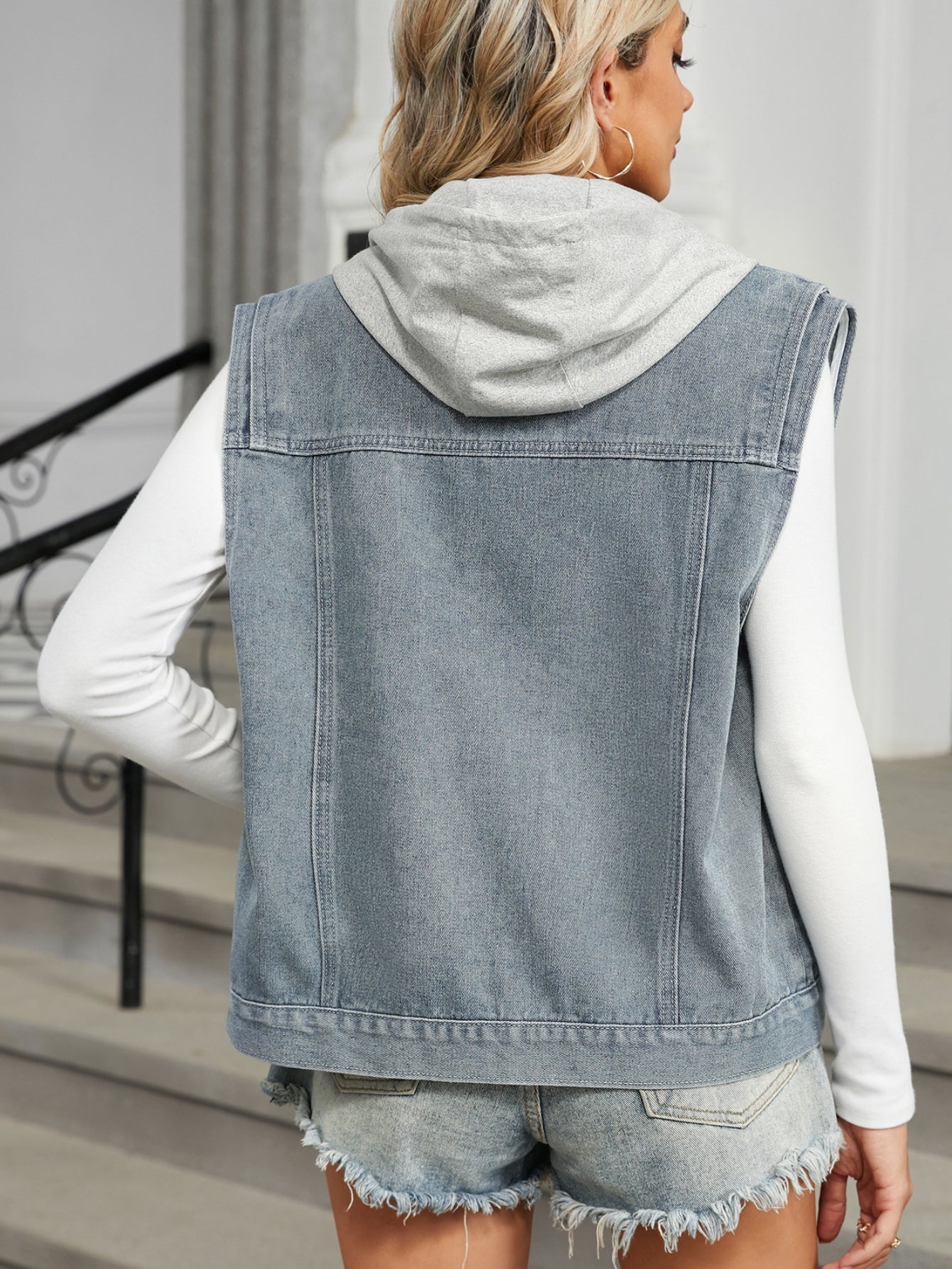 Vintage Wash Button Down Denim Vest