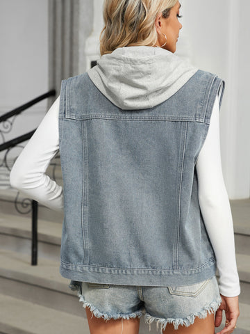 Vintage Wash Button Down Denim Vest