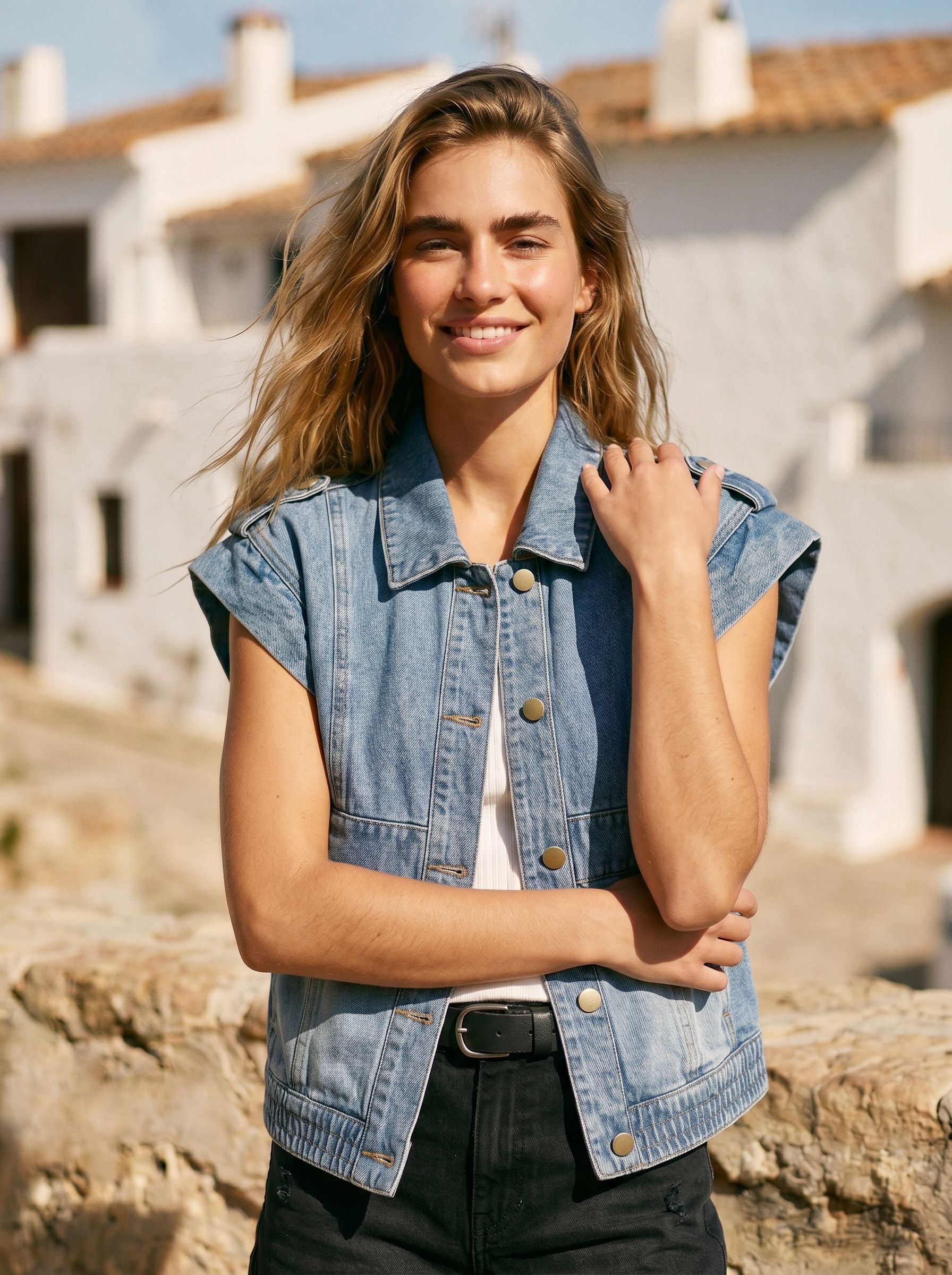 Oversized Sleeveless Denim Vest Jacket