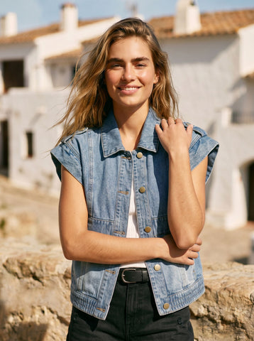 Oversized Sleeveless Denim Vest Jacket