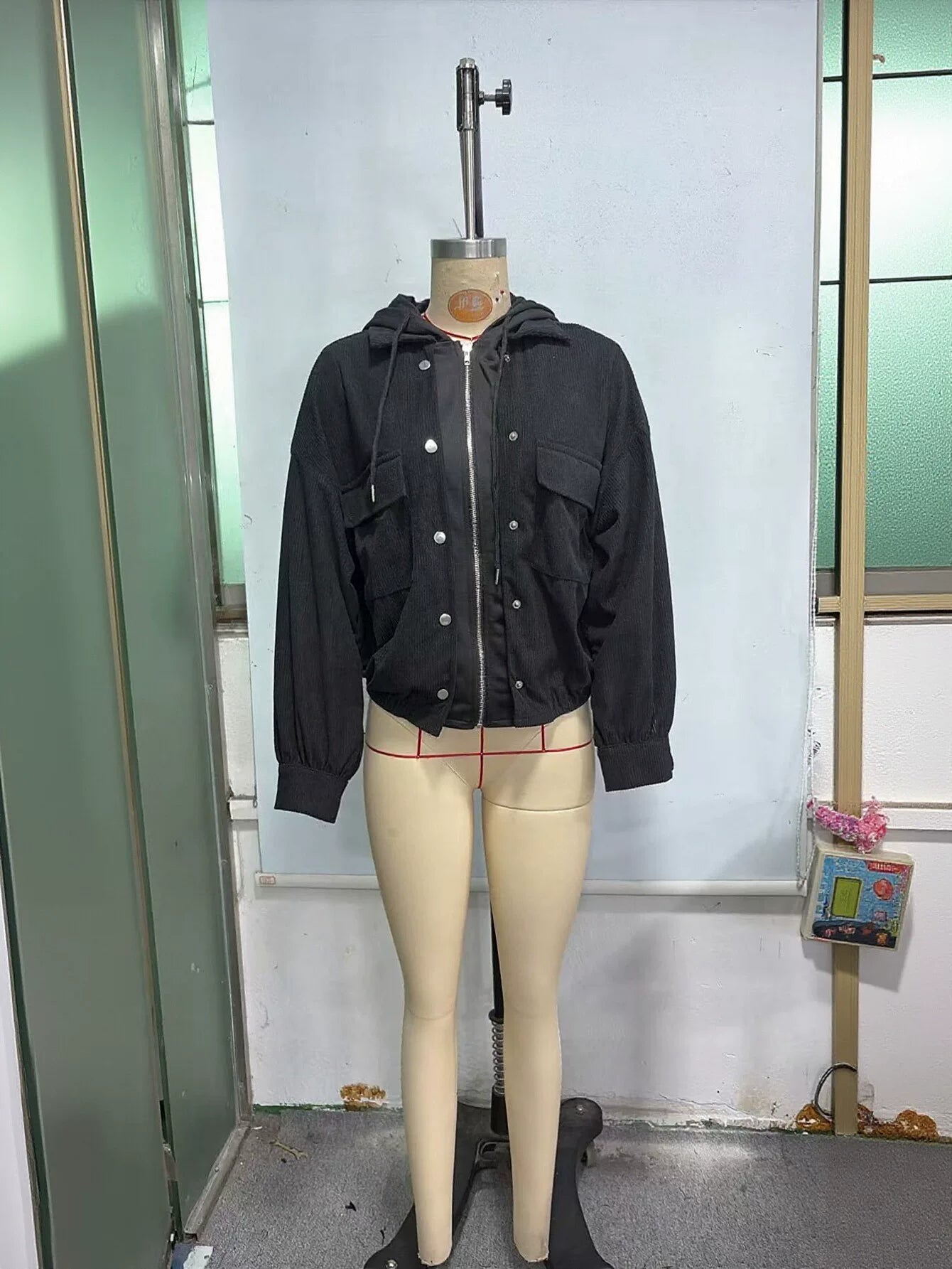 Oversized Corduroy Hooded Utility Jacket