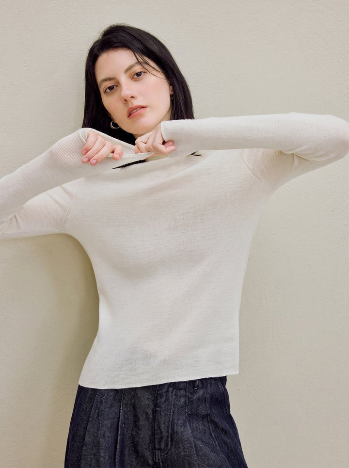 Soft Pure Wool Mock Neck Sweater