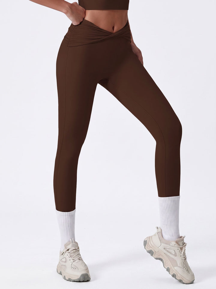High Waisted Crossover Ruched Leggings