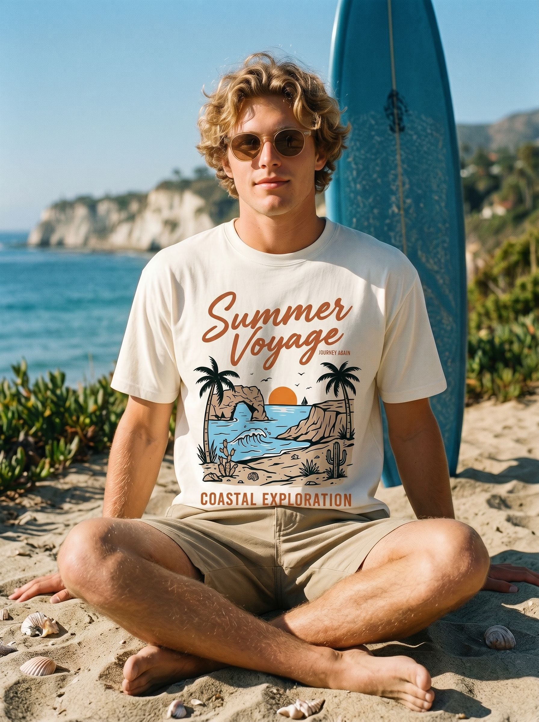 Vintage Coastal Graphic Summer T-Shirt