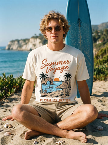 Vintage Coastal Graphic Summer T-Shirt