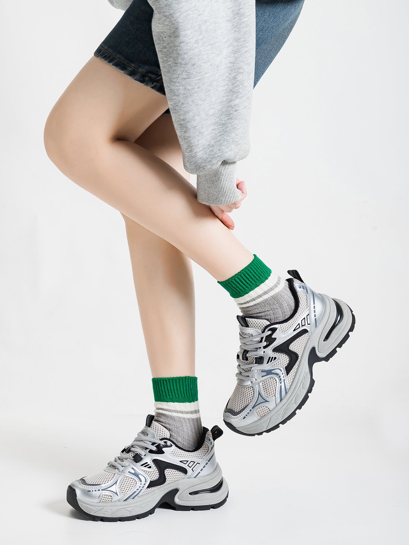 Chunky Sole Breathable Mesh Retro Sports Shoes[Note:Runs Small,Go One Size Up]