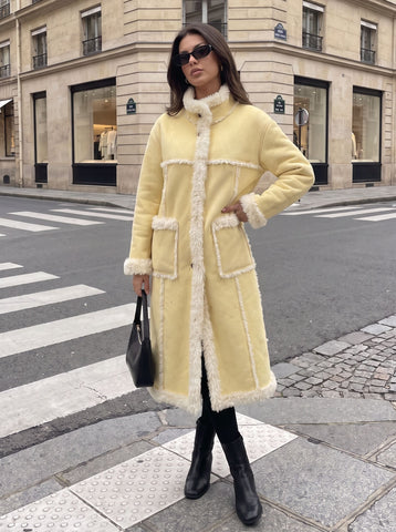 Cozy Fleece Trim Suede Coat