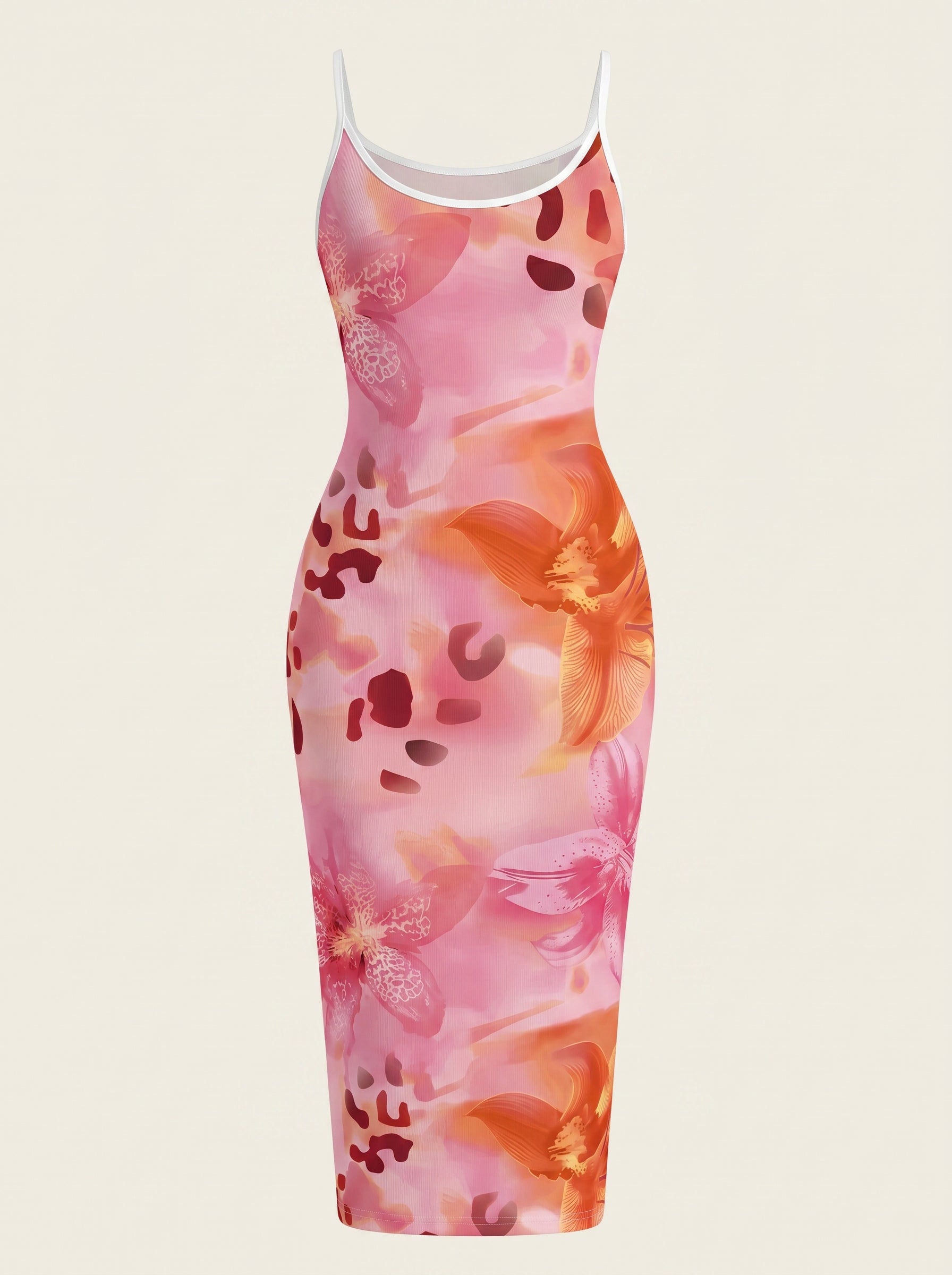CAPRI Floral Print Sleeveless Bodycon Midi Dress