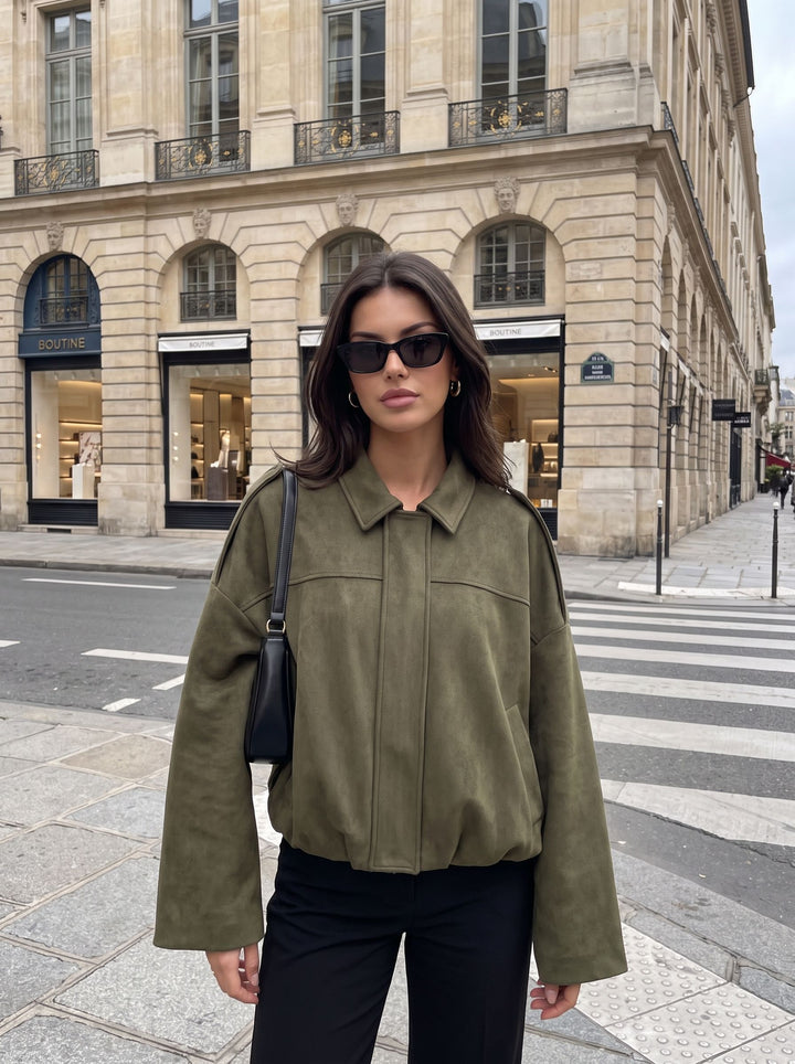 Oversized Suede Bubble Hem Jacket