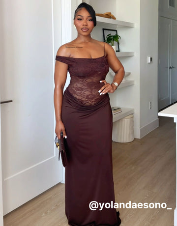 Off Shoulder Lace Elegant Maxi Dress