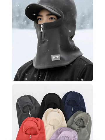 Thermal Fleece Zipper Balaclava Hat