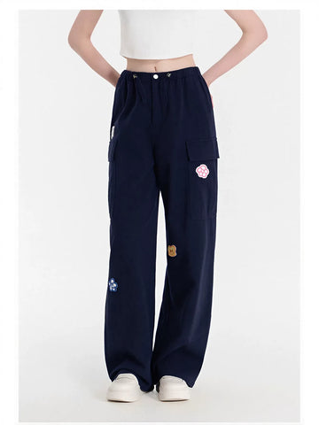 Graphic Patch High Waisted Cargo Pants