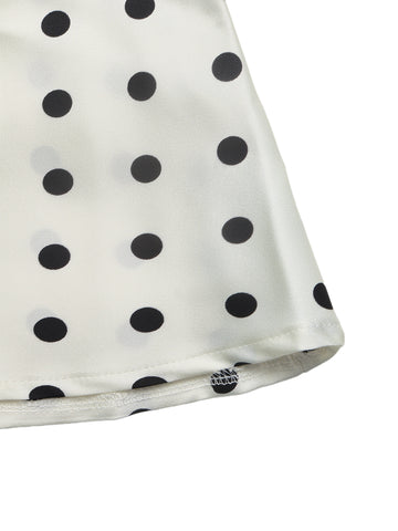 Elegant Polka Dot Satin Midi Skirt