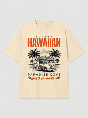 Oversized Vintage Hawaiian Graphic T-Shirt