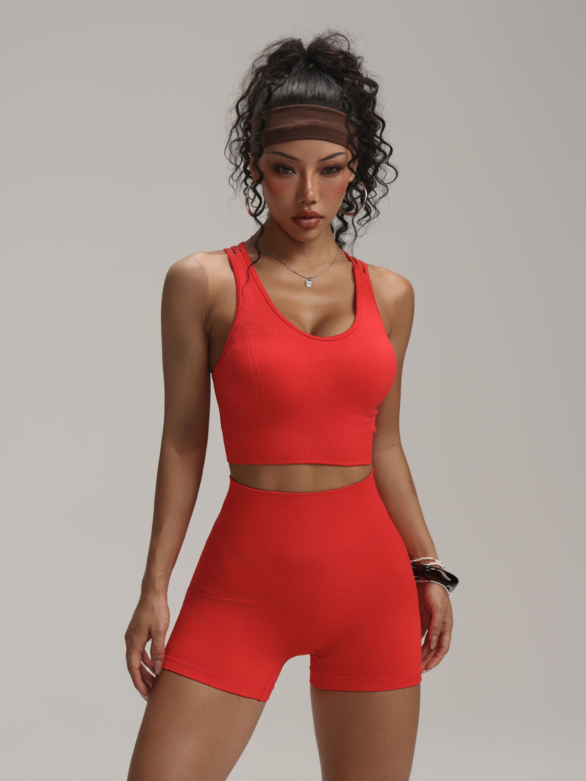 High-Waisted Shorts Cropped Top Workout Yoga Set