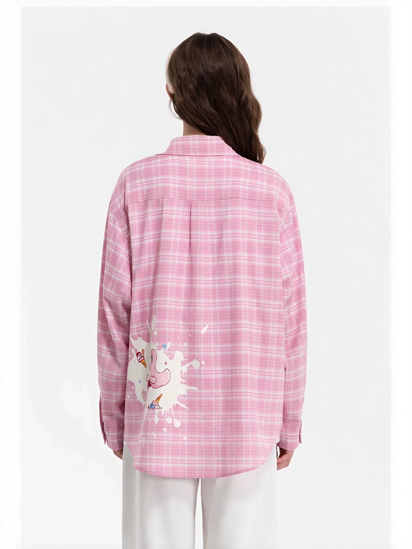 Cute Graphic Plaid Button Up Shirt