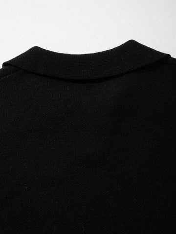 Oversized Graphic Polo Knit Sweater