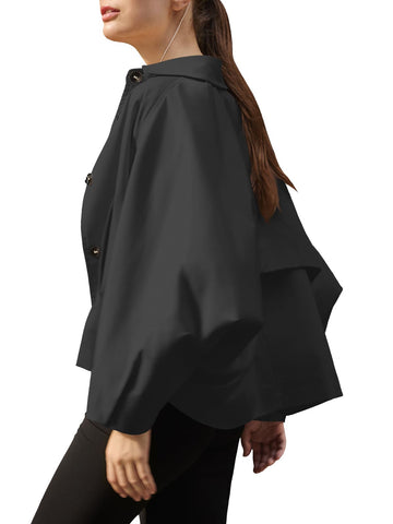Oversized Batwing Sleeve Faux Leather Jacket