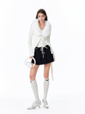 Faux Fur Trim Ribbed Cardigan