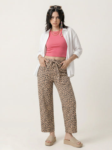 Leopard Print High Waist Jeans
