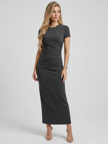 Side Pleated Maxi Dress