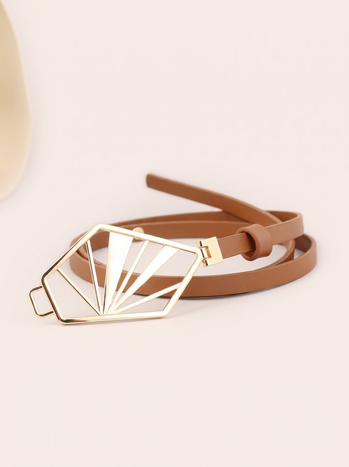 Elegant Gold Geometric Skinny Belt