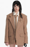 Oversized Textured Wool Blend Blazer