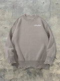 Distressed Oversized Crewneck Knit Sweater