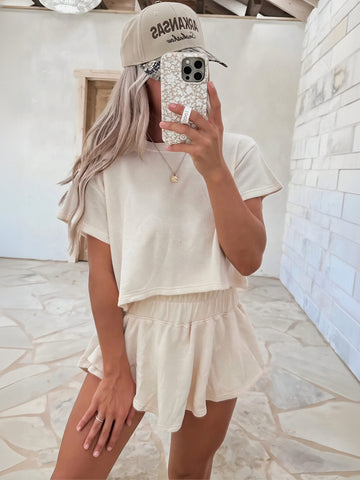 Cropped Tiered Hem Shorts Set