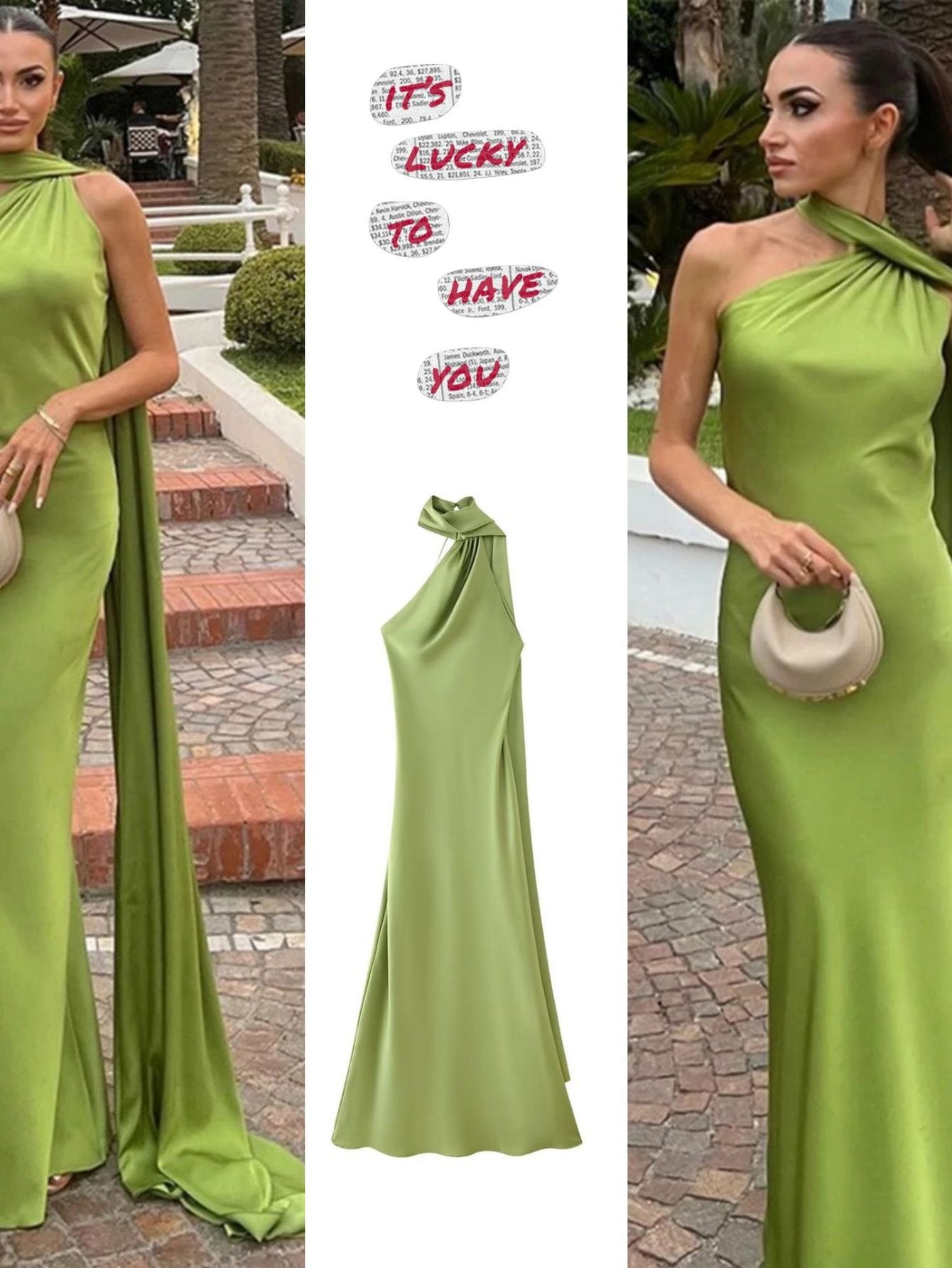 Satin Halter Neck Midi Dress