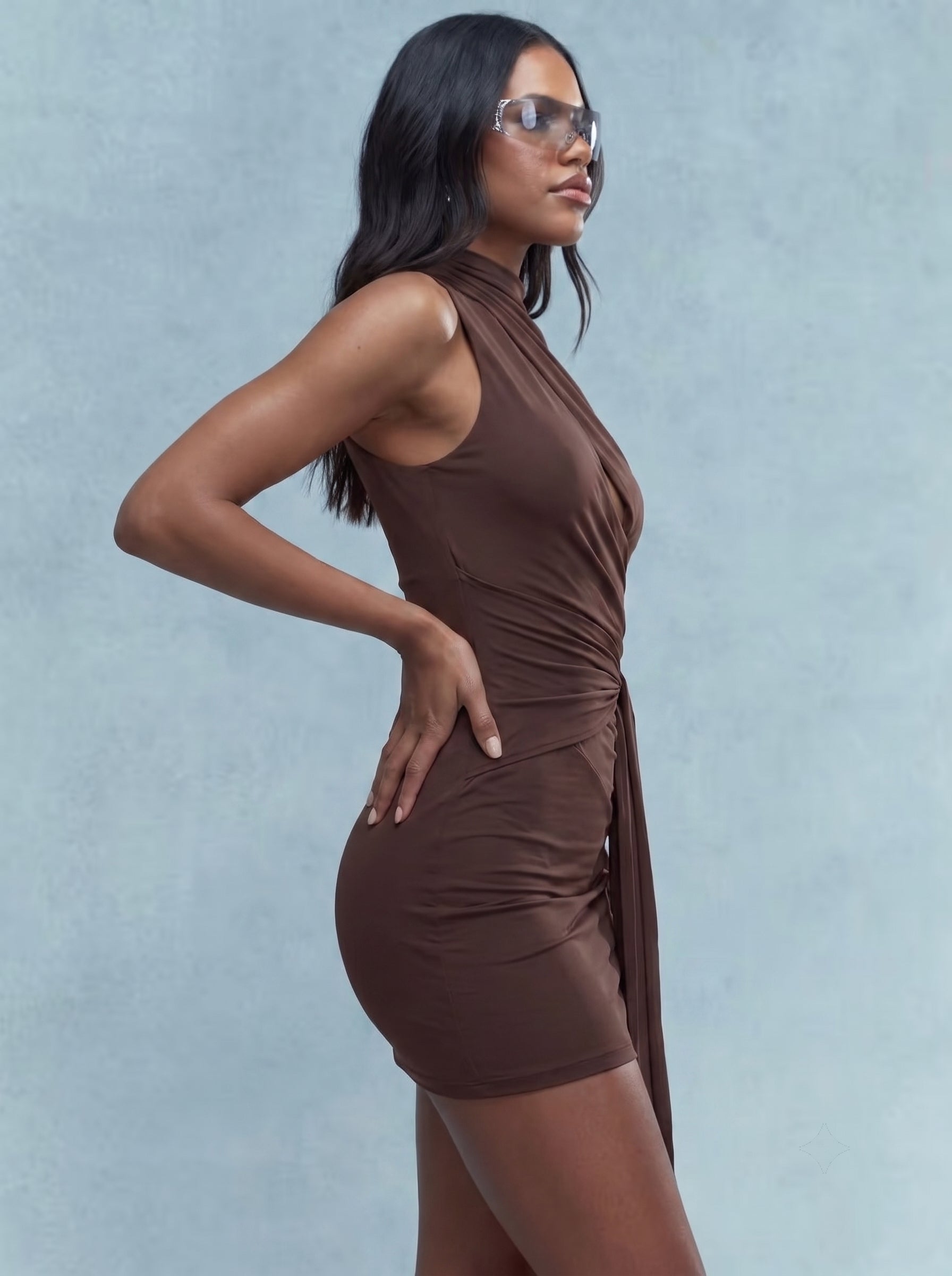 Ruched Cut Out Mini Dress