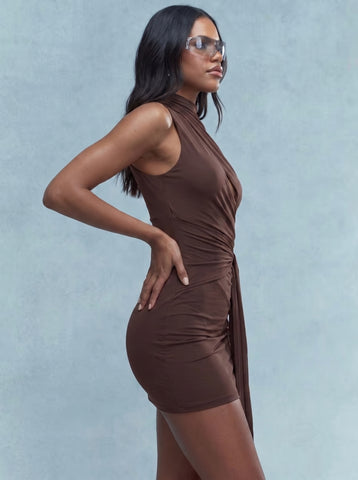 Ruched Cut Out Mini Dress