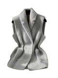 Cozy Fuzzy Lapel Knit Vest