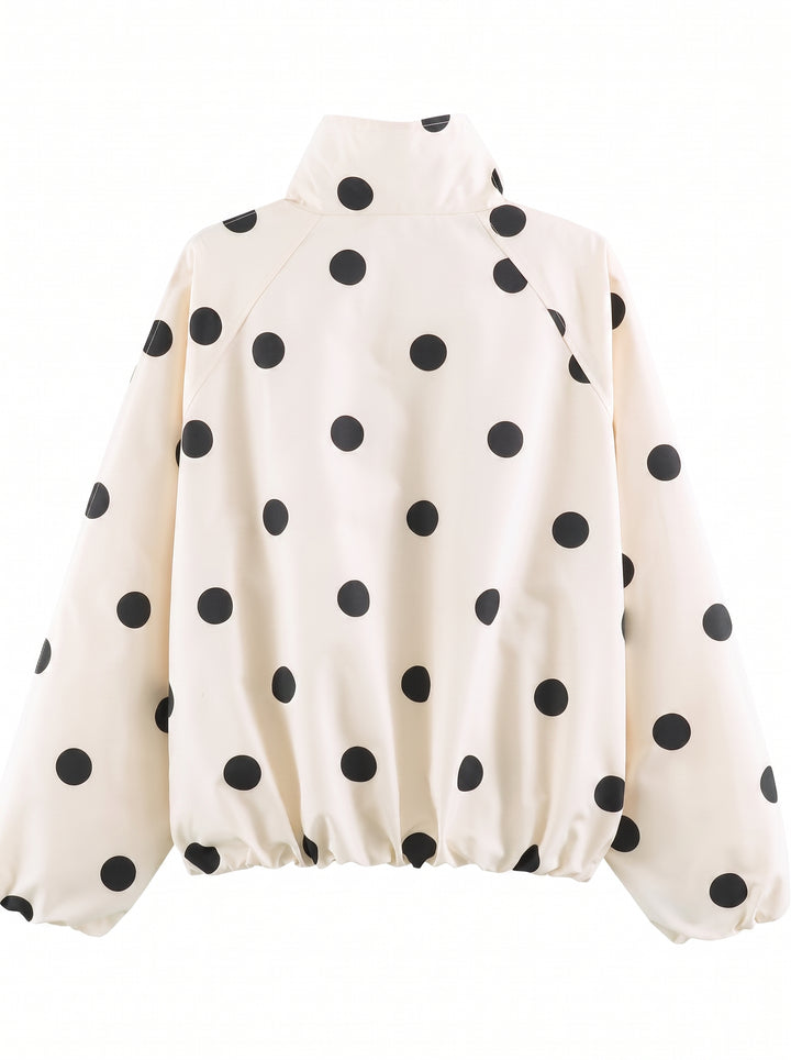 Polka Dot Stand Collar Jacket