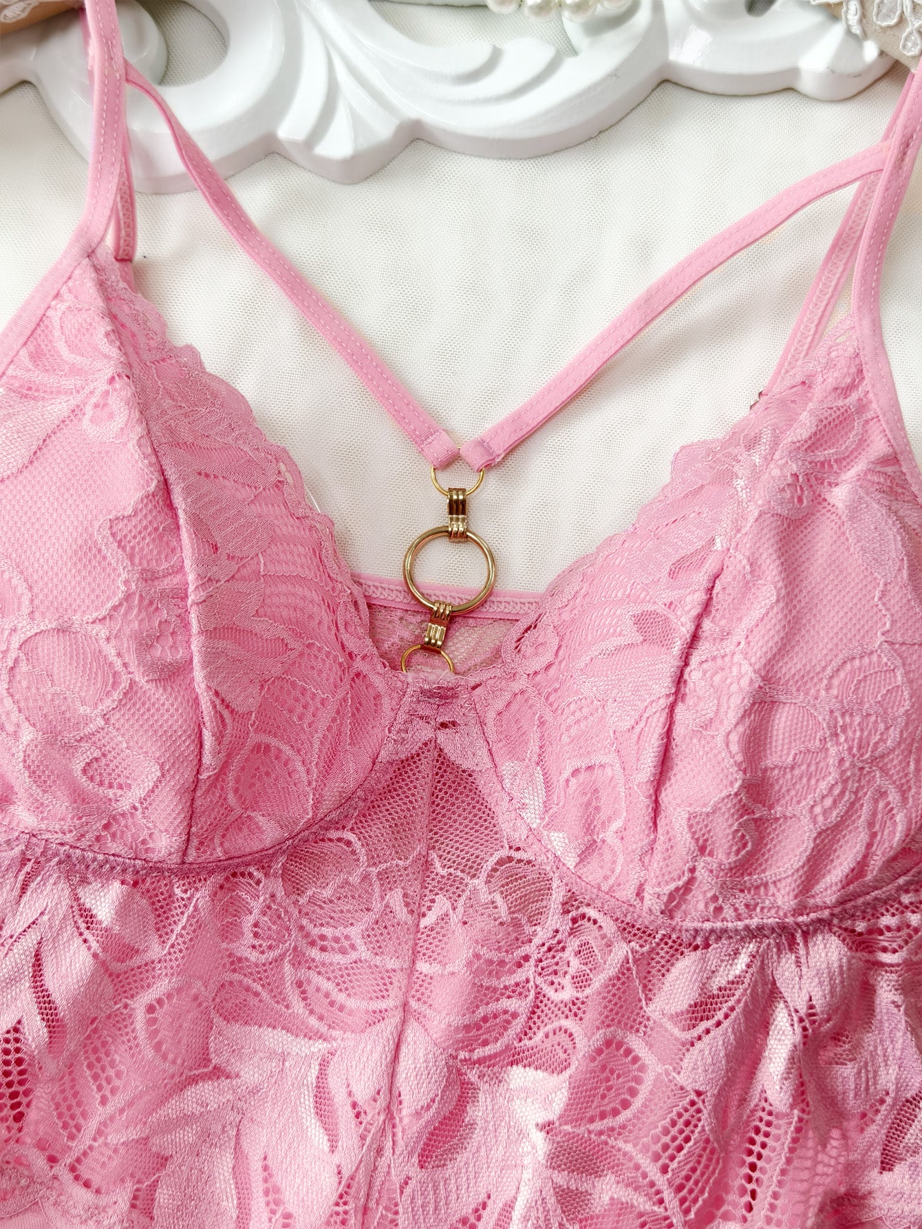 Lace Trimmed Side Slit Nightdress