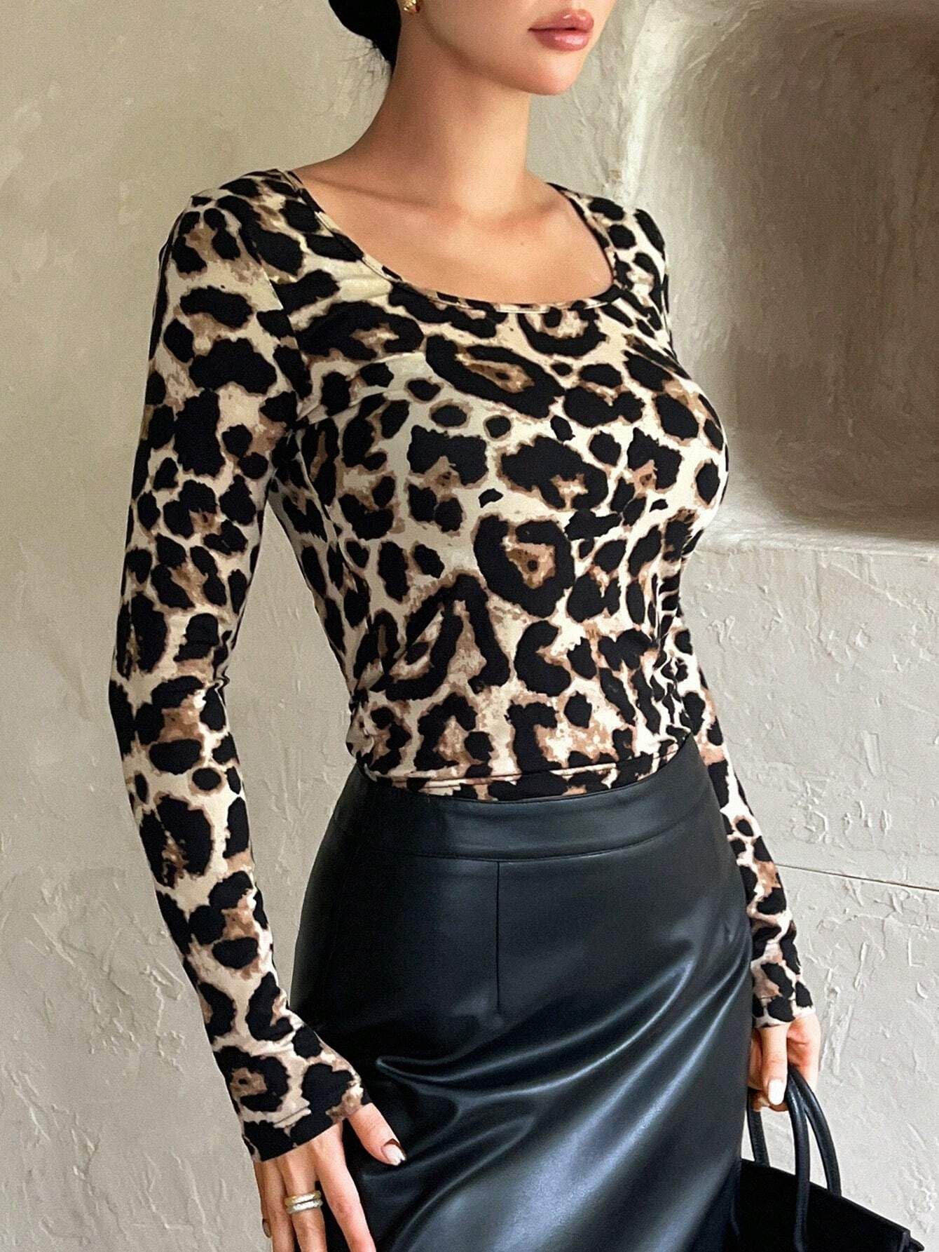 Slim Fit Leopard Print Tee