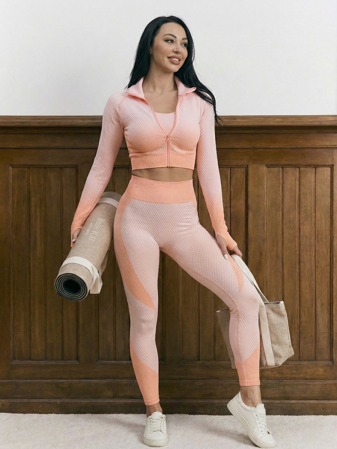 Seamless Cropped Zip Up Sports Jackets